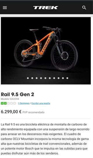 Bicicleta electrica TREK RAIL 9.5 XL Carbono