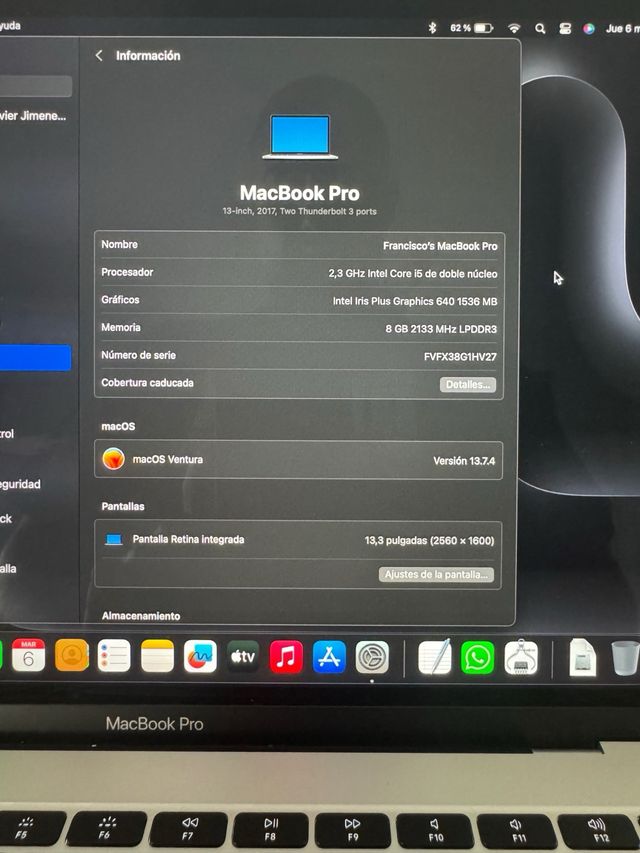 MacBook Pro 13inch 2017 Two Thunderbolt 3 ports