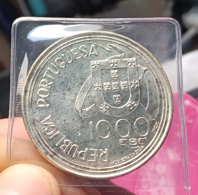 Moneda plata Portugal 1000escudos 1994 Tordesillas