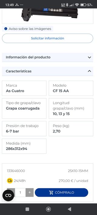 Pistola neumática chapa coarrugada.