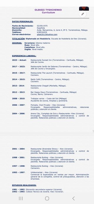 Cocinero o Jefe de cocina.