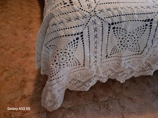Artesanal colcha ganchillo de hilo cama 135-150 bl