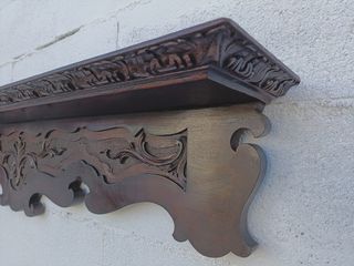 Prateleira 1355mm vintage madeira entalhada