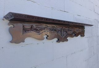 Prateleira 1355mm vintage madeira entalhada