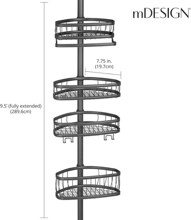 Suporte de duche telescópico com 4 cestos ajustáveis