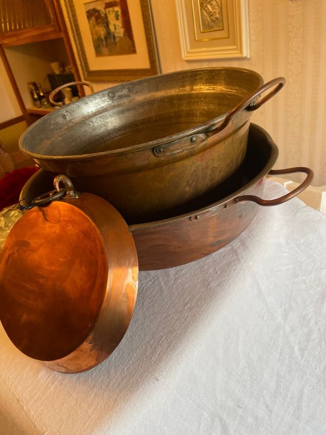 3 pentole in rame vintage
