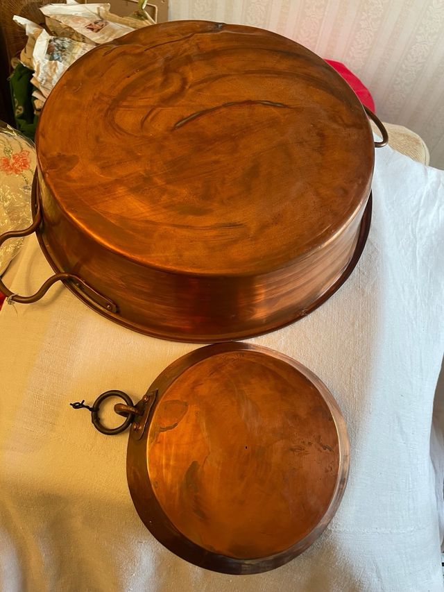 3 pentole in rame vintage