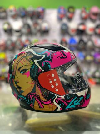 Casco Ls2 integral Rapid II Cyberg rosa blanco