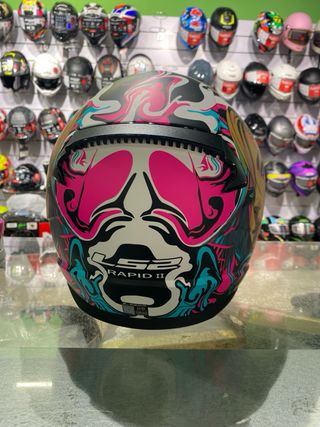 Casco Ls2 integral Rapid II Cyberg rosa blanco