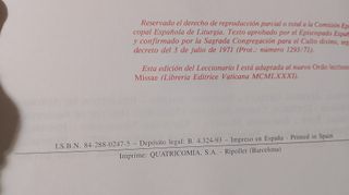 Leccionario I ,año A ,de 1993 (Sin Uso)