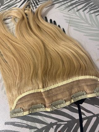 Extensiones clip capa voluminizadora rubio platino