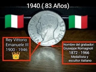 Lote 10 Monedas Italia Fascista de Musolini