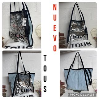 BOLSO TOUS TOTE NUEVO LENTEJUELAS/TEJANO