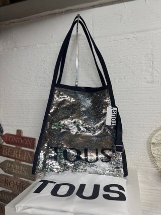 BOLSO TOUS TOTE NUEVO LENTEJUELAS/TEJANO