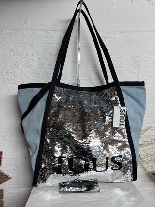 BOLSO TOUS TOTE NUEVO LENTEJUELAS/TEJANO