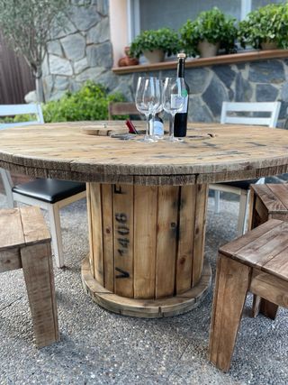 MESAS BOBINAS CARRETE MADERA CABLE CHILLPALET