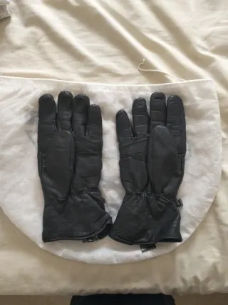 Guantes negros de piel de moto talla XL
