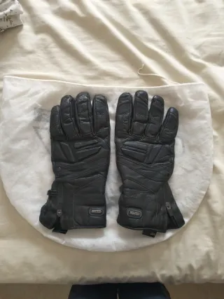Guantes negros de piel de moto talla XL