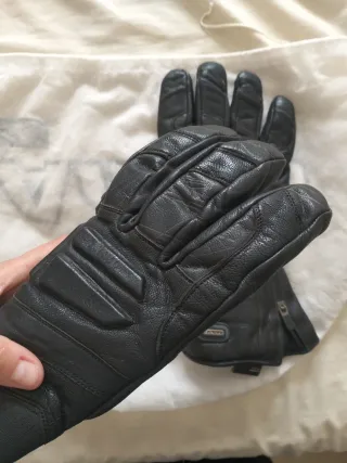Guantes negros de piel de moto talla XL