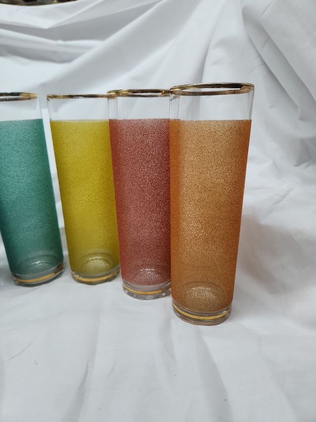 6 bicchieri vintage a tubo testurizzati