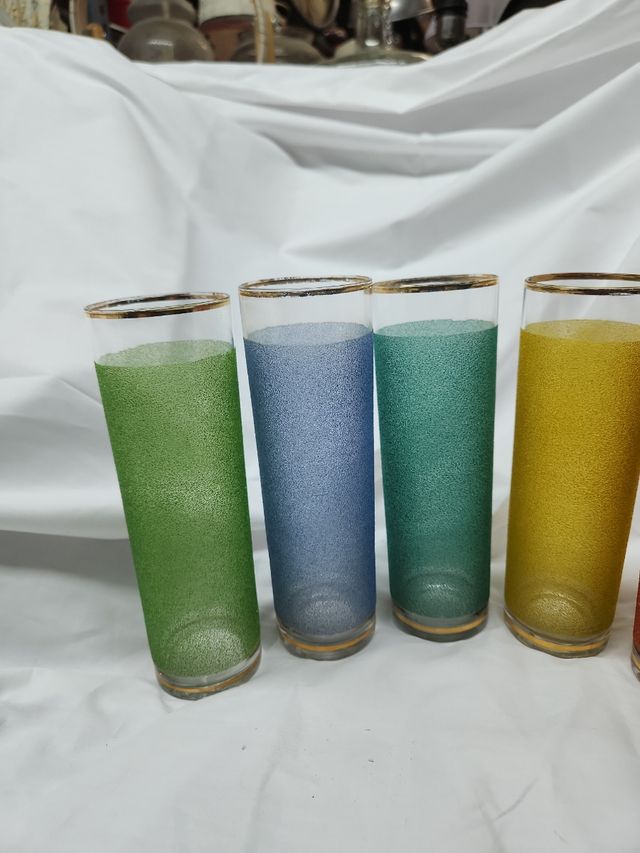 6 bicchieri vintage a tubo testurizzati