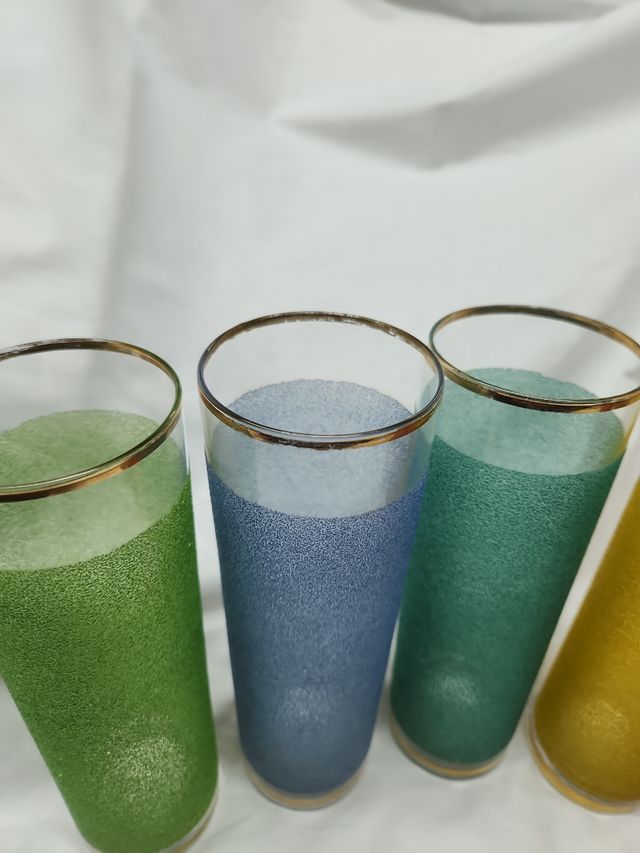 6 bicchieri vintage a tubo testurizzati