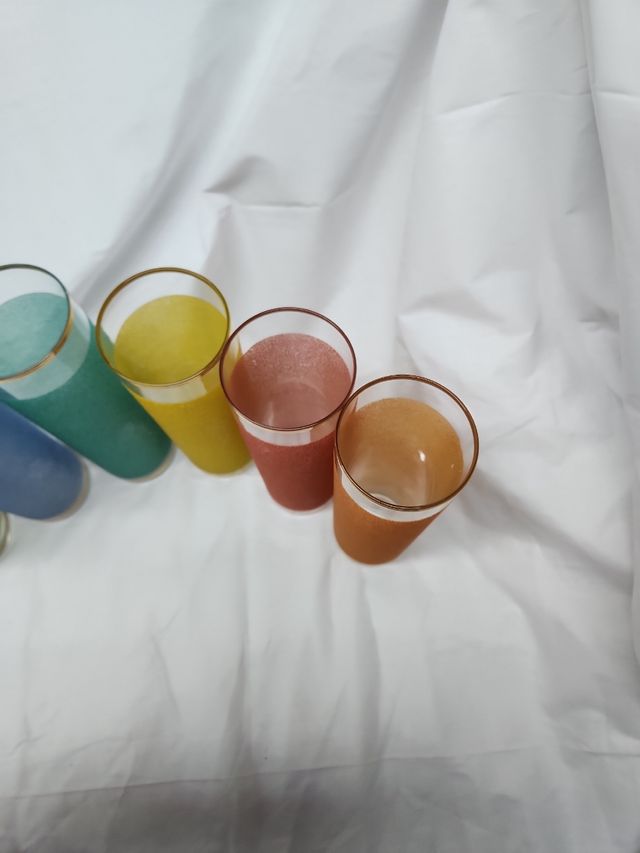 6 bicchieri vintage a tubo testurizzati