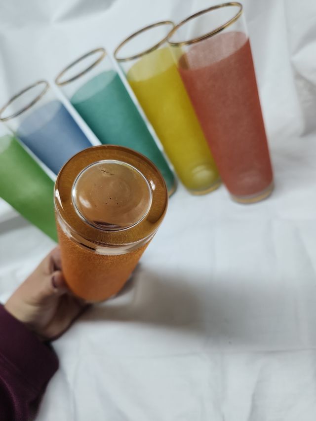 6 bicchieri vintage a tubo testurizzati