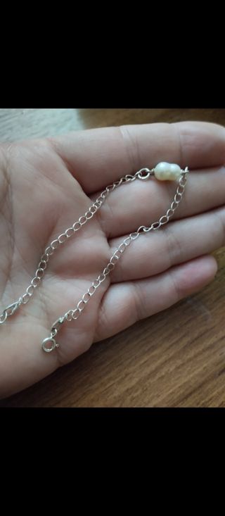 Pulsera plata y perla