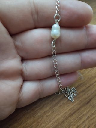 Pulsera plata y perla