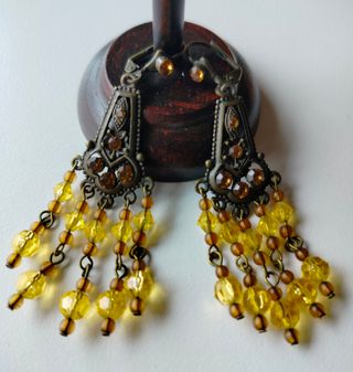 Set 2 Pendientes largos abalorios.