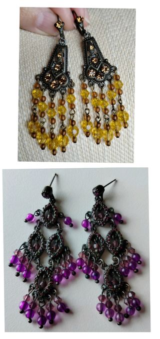 Set 2 Pendientes largos abalorios.