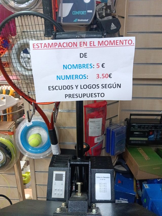 Estampación nombres y números