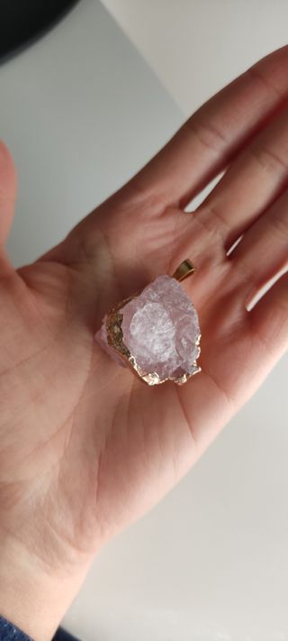 Colgante collar piedra cuarzo rosa