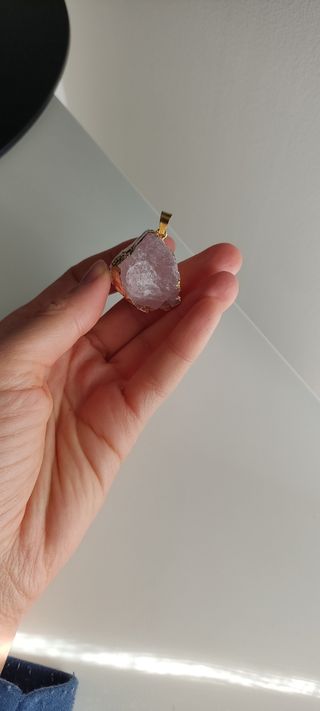 Colgante collar piedra cuarzo rosa