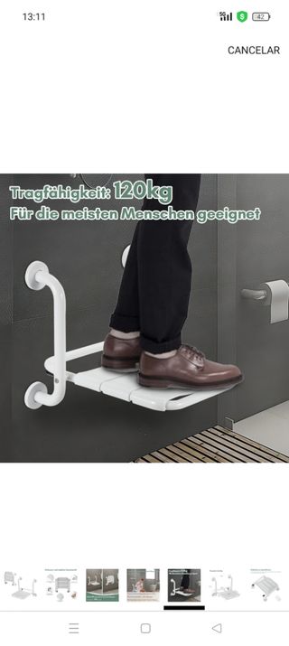 Asiento de ducha plegable ,120 kilos