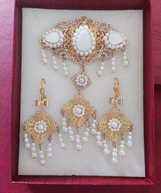 Aderezo fallera dorado perlas