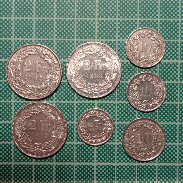 7 monedas suizas 
