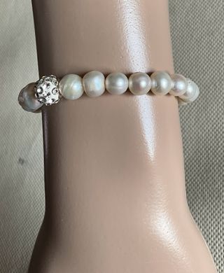 Braccialetto elastico di perle d'acqua dolce Donna