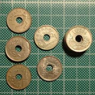 Lote de 11 monedas de 25 pesetas 