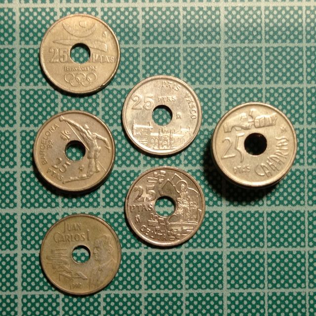 Lote de 11 monedas de 25 pesetas 