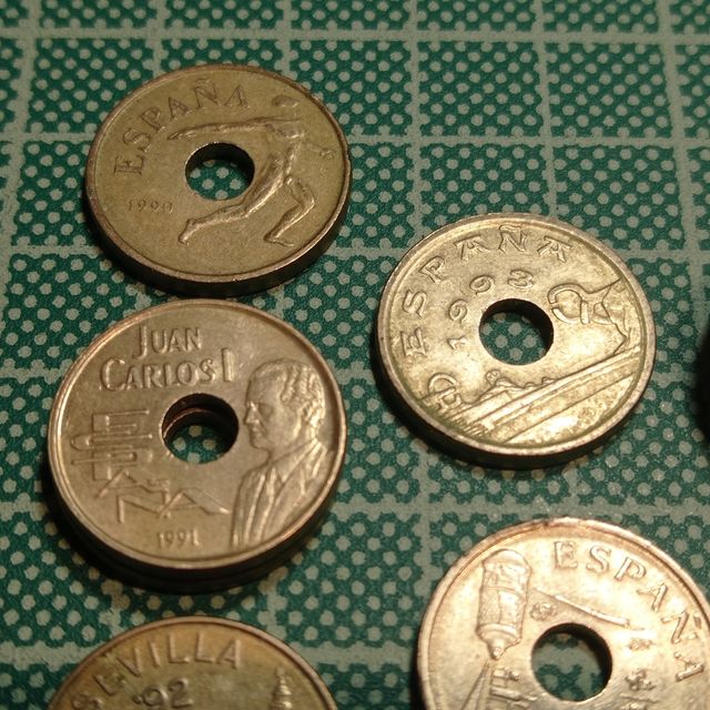 Lote de 11 monedas de 25 pesetas 