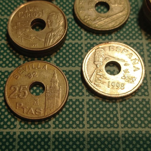 Lote de 11 monedas de 25 pesetas 