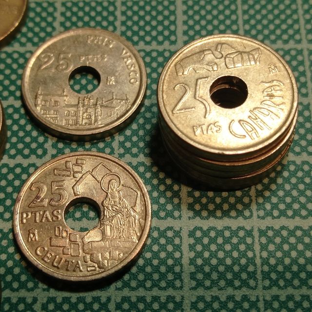 Lote de 11 monedas de 25 pesetas 