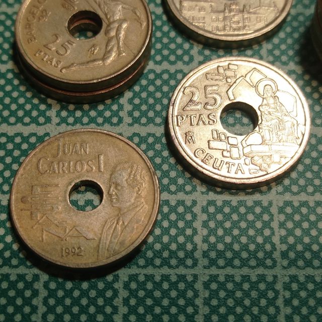 Lote de 11 monedas de 25 pesetas 