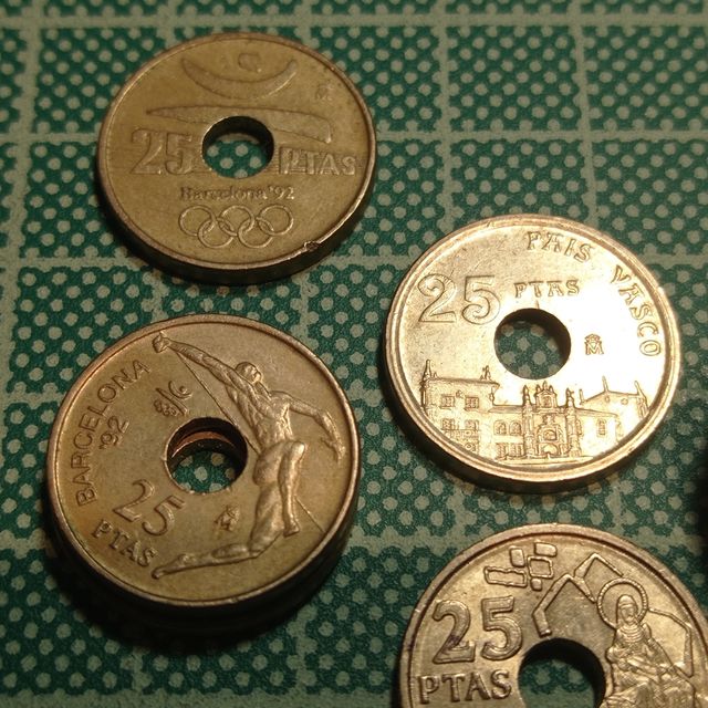 Lote de 11 monedas de 25 pesetas 