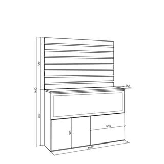 Aparador, 107x145x35cm, Chimenea eléctrica XXL