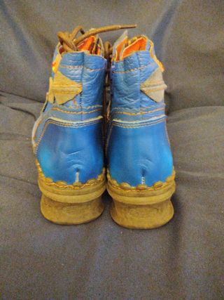 Botines azules de cuero hechos a mano n.37