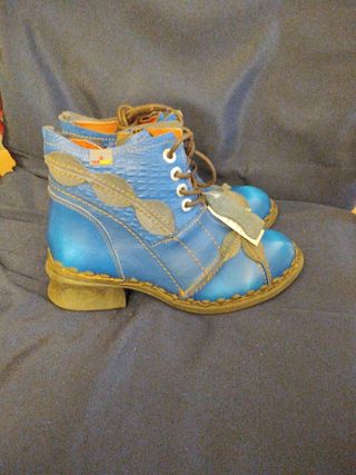 Botines azules de cuero hechos a mano n.37