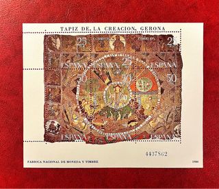 Bonito Sello Tapiz de la Creacion Catedral Girona